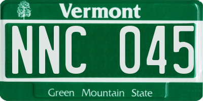 VT license plate NNC045