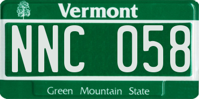 VT license plate NNC058