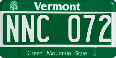 VT license plate NNC072