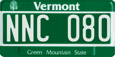 VT license plate NNC080