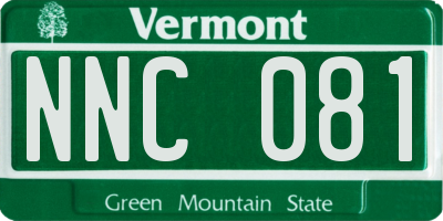 VT license plate NNC081
