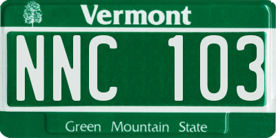 VT license plate NNC103