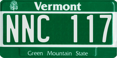 VT license plate NNC117