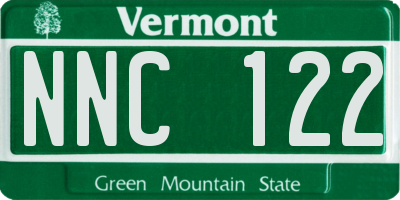 VT license plate NNC122