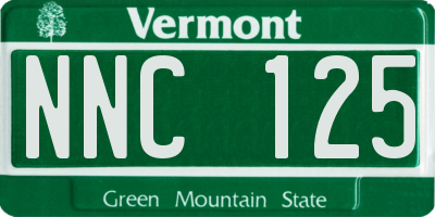 VT license plate NNC125