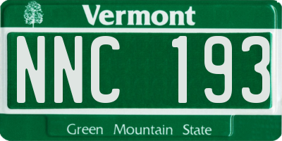 VT license plate NNC193