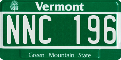 VT license plate NNC196