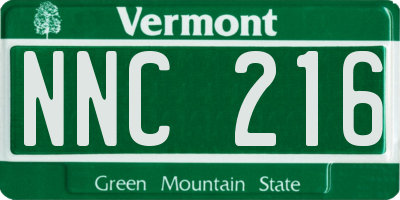 VT license plate NNC216