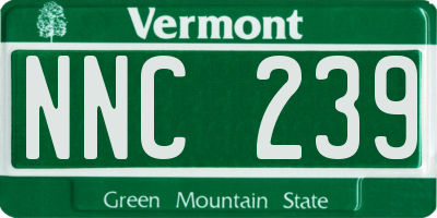 VT license plate NNC239
