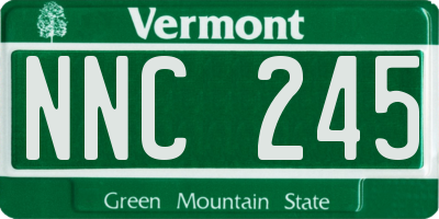 VT license plate NNC245