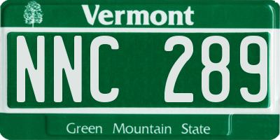 VT license plate NNC289