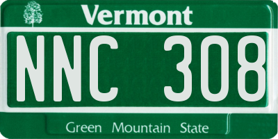 VT license plate NNC308