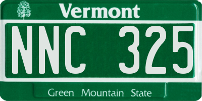 VT license plate NNC325