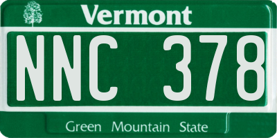 VT license plate NNC378