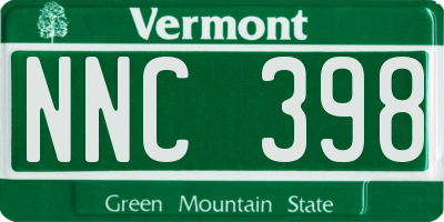 VT license plate NNC398