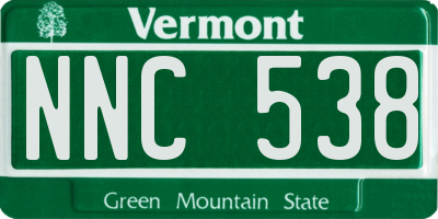VT license plate NNC538