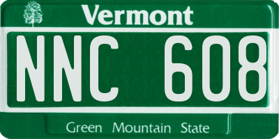 VT license plate NNC608