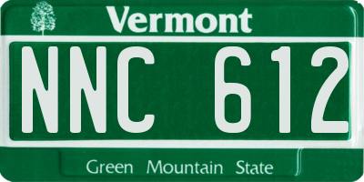 VT license plate NNC612