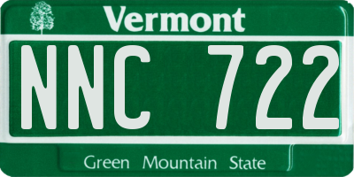 VT license plate NNC722