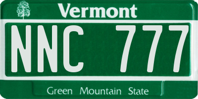 VT license plate NNC777