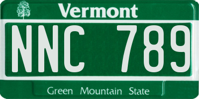 VT license plate NNC789