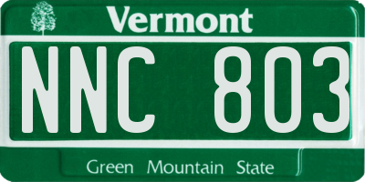 VT license plate NNC803