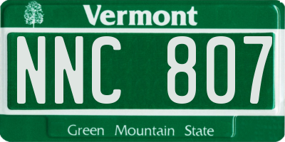 VT license plate NNC807