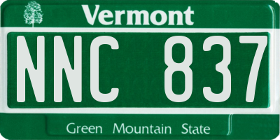 VT license plate NNC837