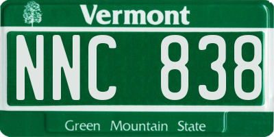 VT license plate NNC838