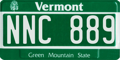 VT license plate NNC889