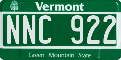 VT license plate NNC922