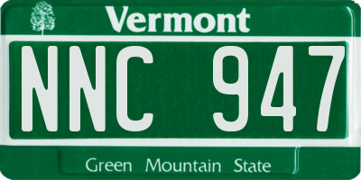 VT license plate NNC947