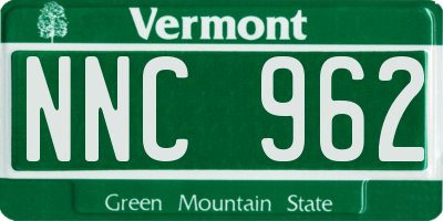 VT license plate NNC962