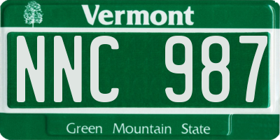 VT license plate NNC987