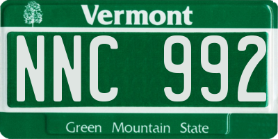 VT license plate NNC992
