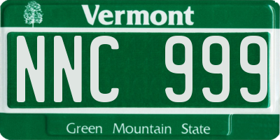 VT license plate NNC999