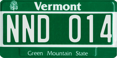 VT license plate NND014