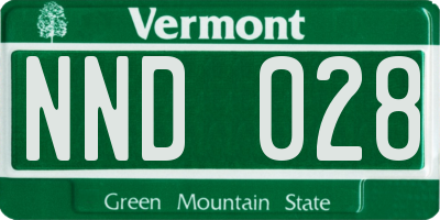 VT license plate NND028