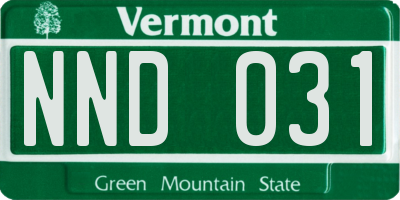 VT license plate NND031