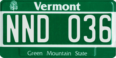 VT license plate NND036