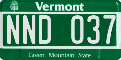VT license plate NND037