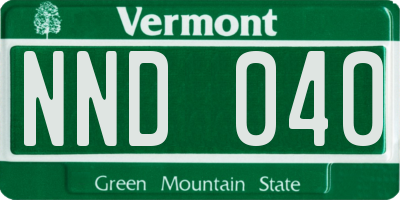 VT license plate NND040
