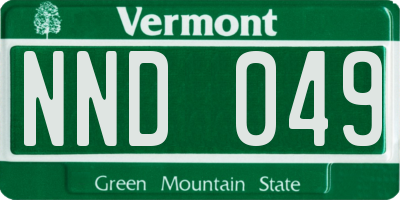 VT license plate NND049