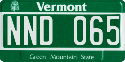 VT license plate NND065