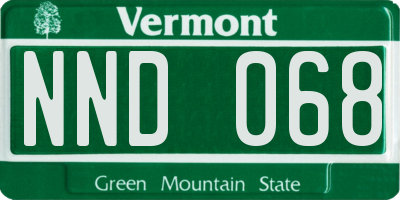VT license plate NND068