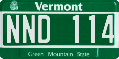 VT license plate NND114