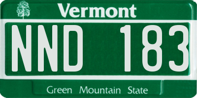 VT license plate NND183