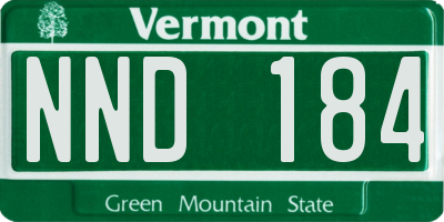 VT license plate NND184