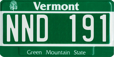 VT license plate NND191