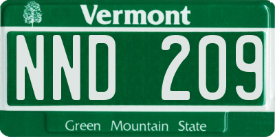 VT license plate NND209